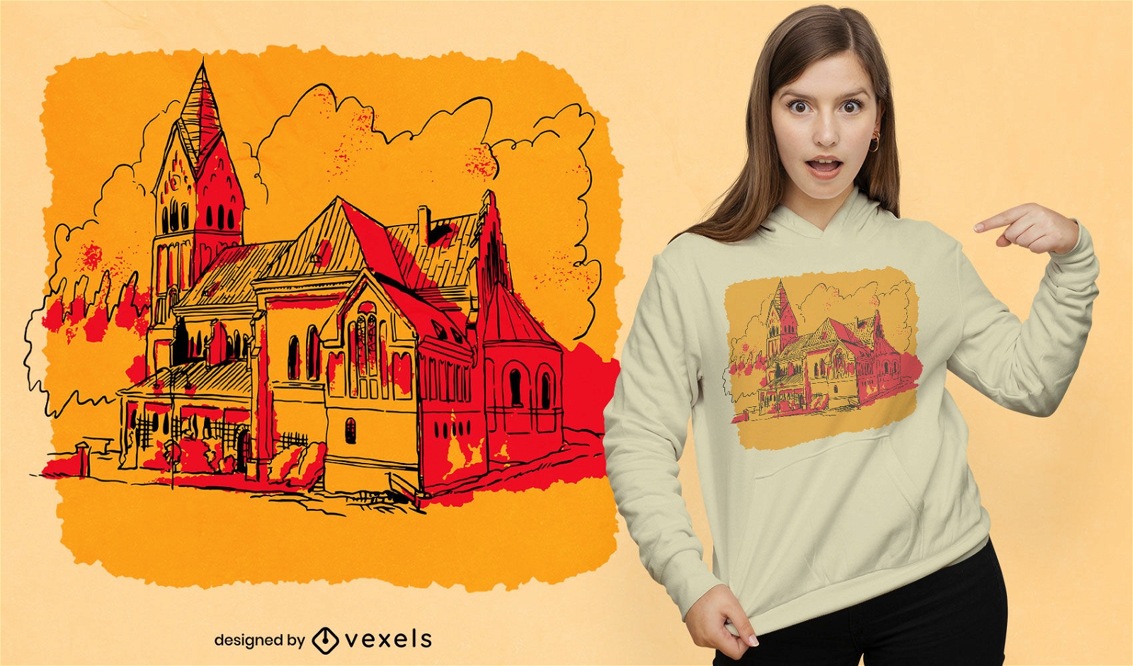 Church religious building t-shirt design