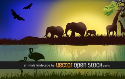 Paisagem africana com animais