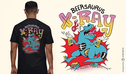 Dinossauro com design de cerveja e t-shirt raio-x