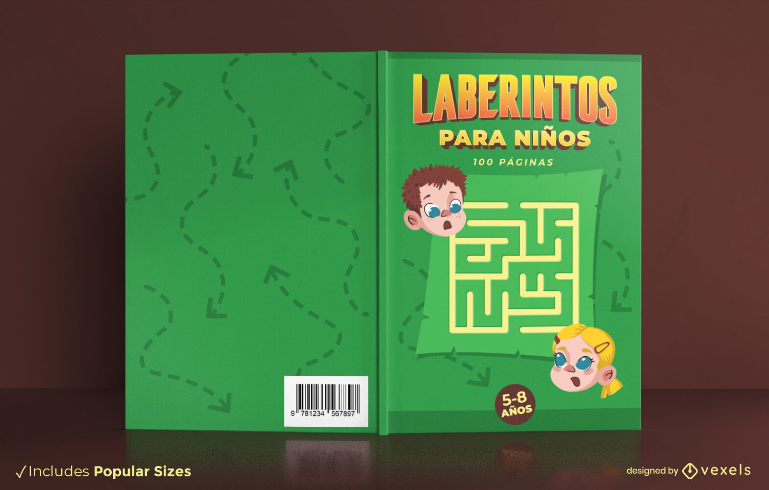 Design da capa do livro do jogo de labirinto infantil