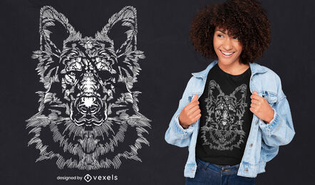 Perro realista con diseño de camiseta con parche en el ojo