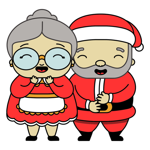 Diversos tra?os de cor asi?ticos de Natal Sra. e Sr. Claus Desenho PNG