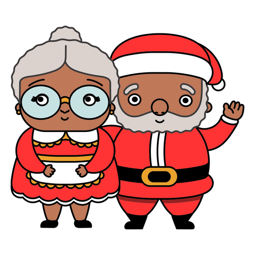 Diverse Christmas characters color stroke PNG Design