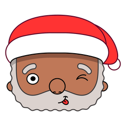 Diverse Christmas Santa winking color stroke Transparent PNG