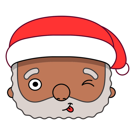 Diverse Christmas Santa winking color stroke PNG Design