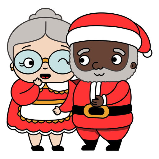 Black Santa with Mrs Claus PNG Design