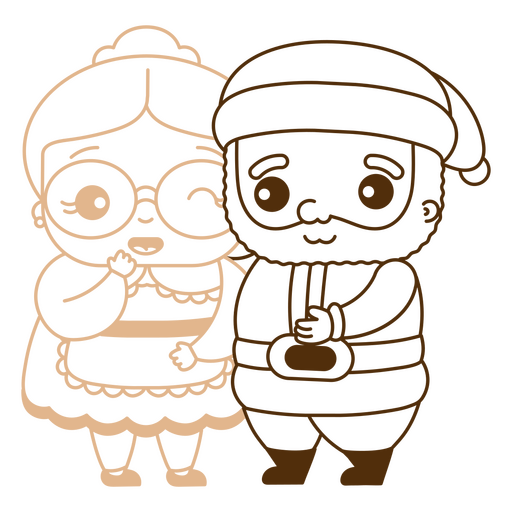 Christmas Mrs. and Mr. Claus characters filled stroke PNG Design