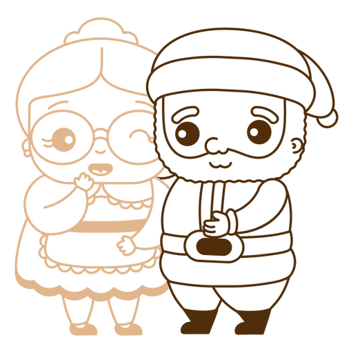 Personagens de Natal Sra. e Sr. Claus preencheram o traço Desenho PNG