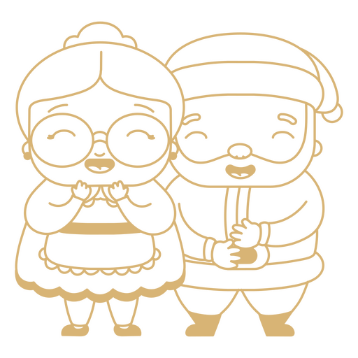 Casal de Papai Noel Asiático Desenho PNG