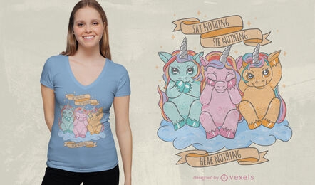 Lindo diseño de camiseta de criaturas unicornio.