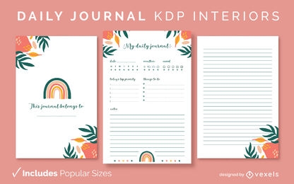 Nature daily journal design template KDP