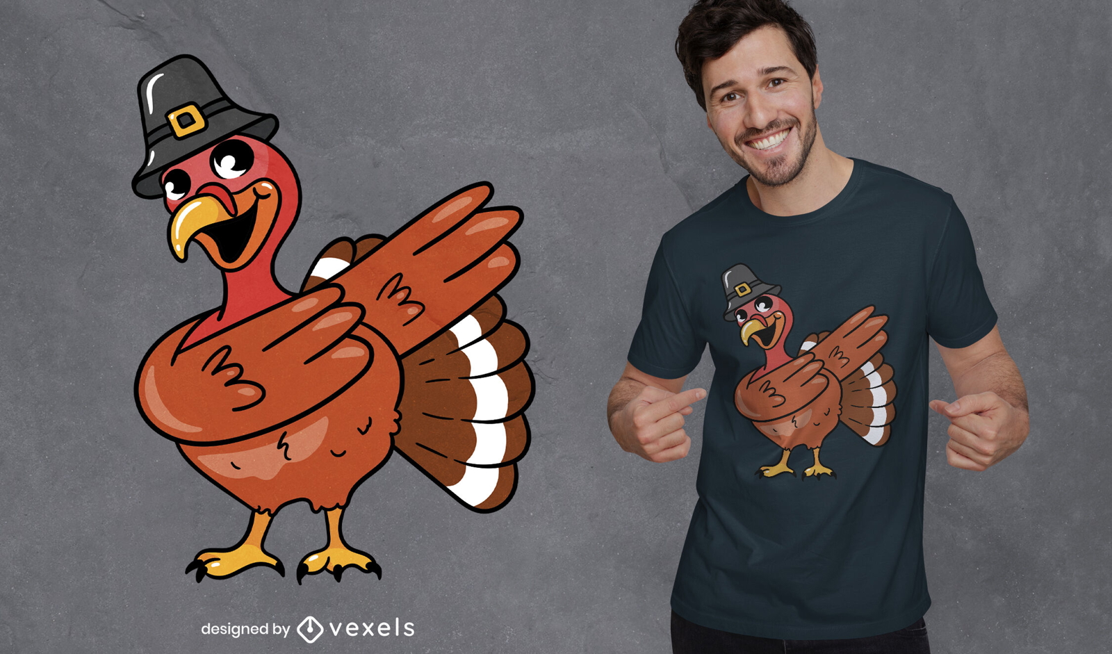 Diseño de camiseta de dabbing de animales de Turquía.