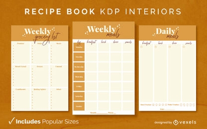 Plantilla de diseño de libro de recetas brillante KDP