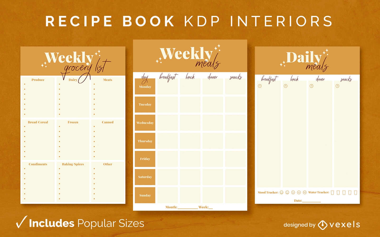 Sparkly recipe book design template KDP