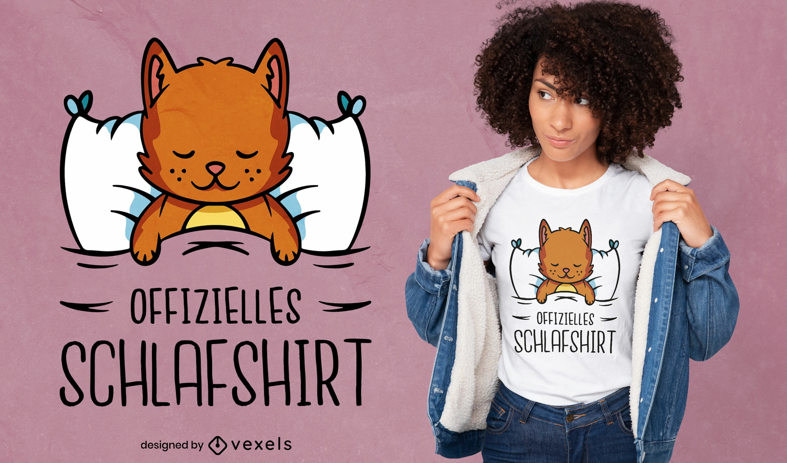 Katze schläft Cartoon-T-Shirt-Design