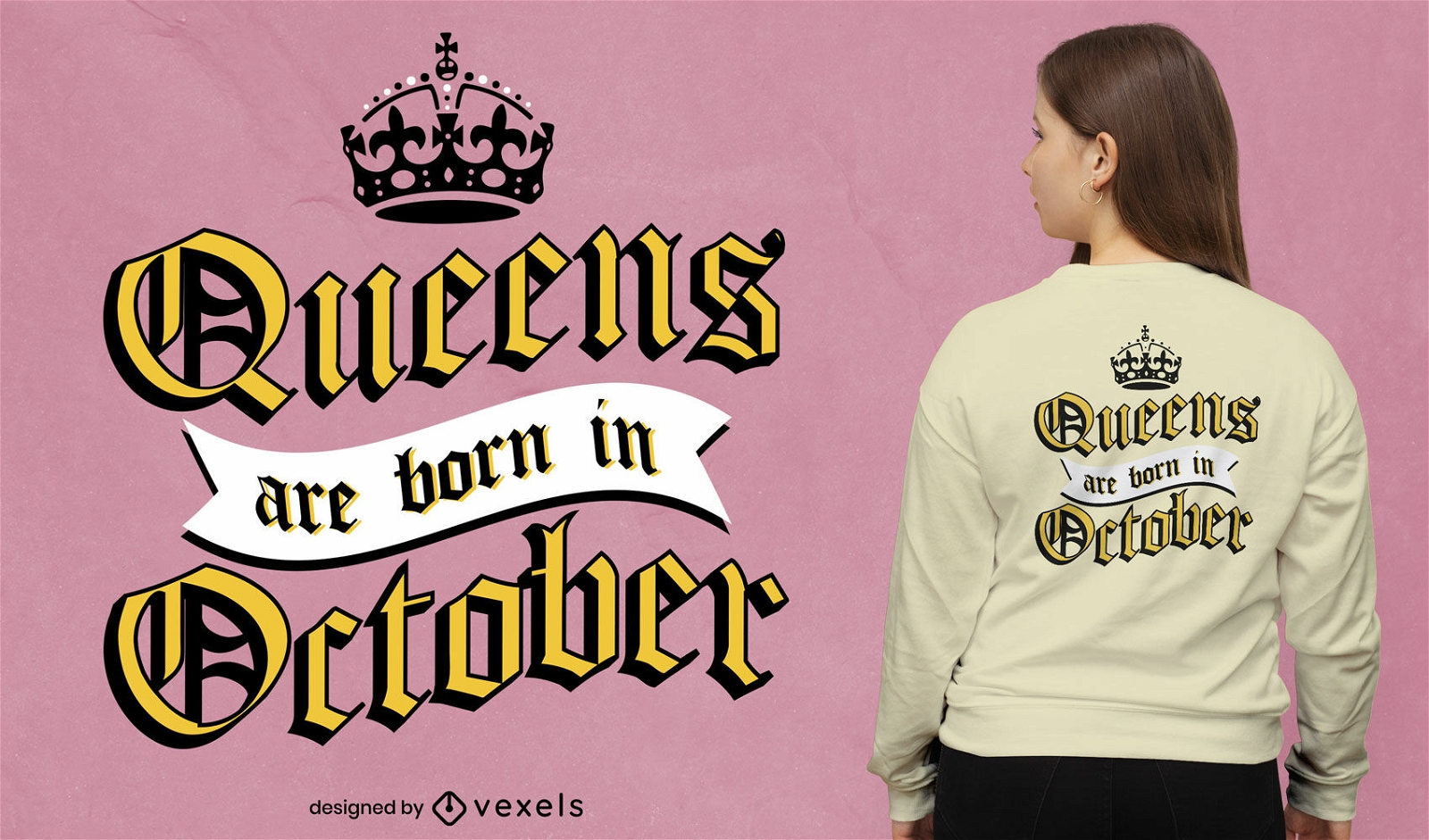 October queens lettering t-shirt design