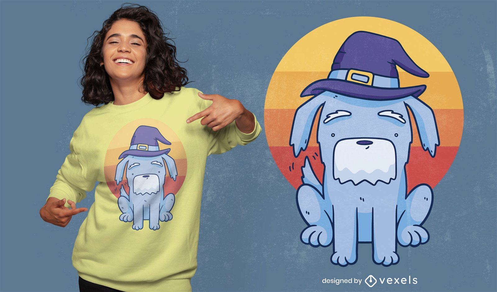 Old dog wizard cartoon t-shirt design