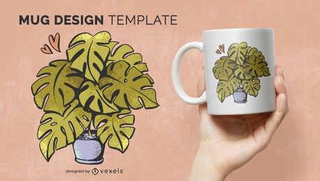 Plant with big leaves nature mug template