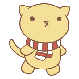 Kawaii Christmas kitty with scarf cute PNG Design Transparent PNG
