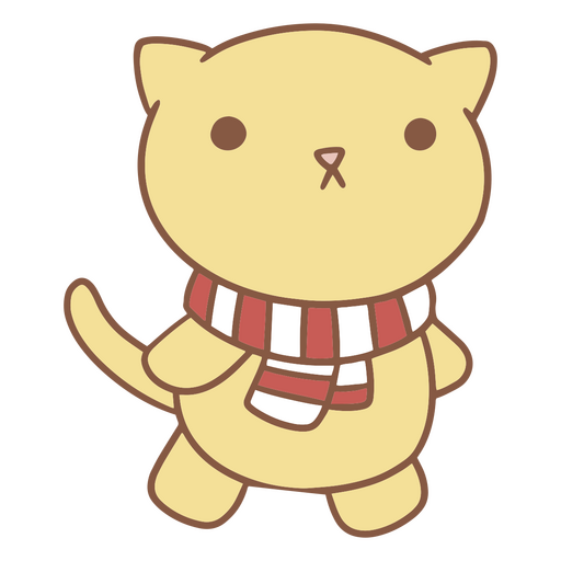 Gatito navideño kawaii con bufanda lindo Diseño PNG