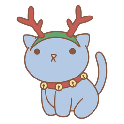 Kawaii Christmas kitty with antlers cute PNG Design
