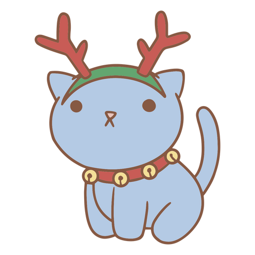 Gatinho de Natal Kawaii com chifres fofos Desenho PNG