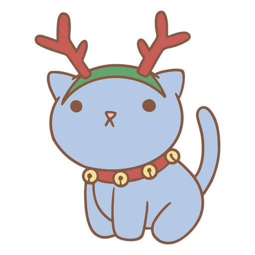 Kawaii Weihnachtskätzchen mit Geweih süß PNG-Design