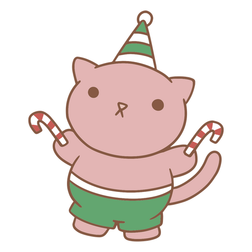 Gatito elfo navideño kawaii lindo Diseño PNG