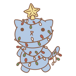Gatinho de Natal Kawaii com decorações fofas Transparent PNG
