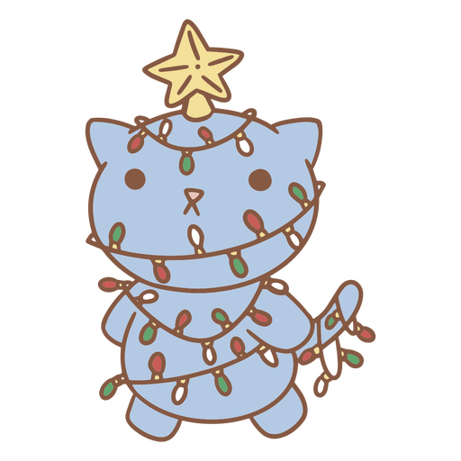 Gatinho de Natal Kawaii com decorações fofas