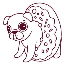 Funny pug donut character PNG Design