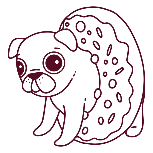 Funny pug donut character PNG Design