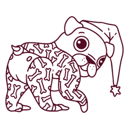 Divertido personaje de pijama pug Diseño PNG