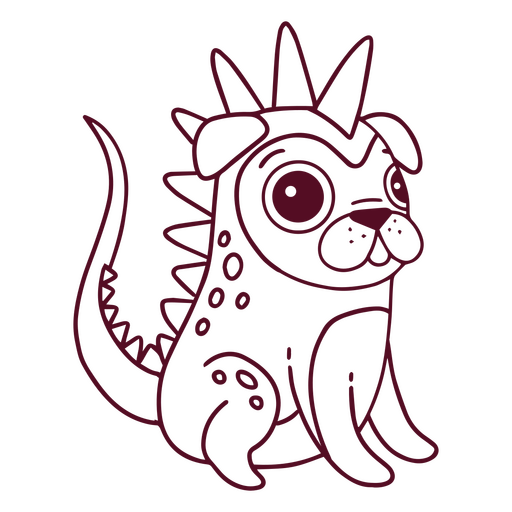 Divertido personaje de dinosaurio pug Diseño PNG