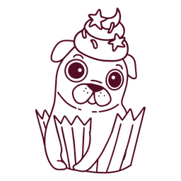 Funny pug cupcake character PNG Design Transparent PNG