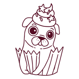 Lustige Mops-Cupcake-Figur PNG-Design