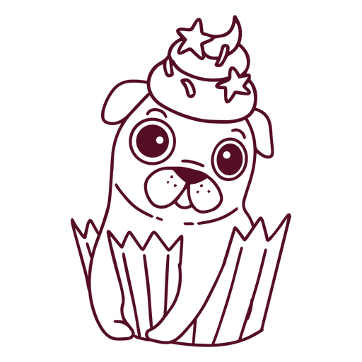 Personagem de cupcake pug engraçado Desenho PNG