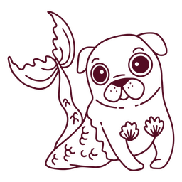 Lustige Mops-Meerjungfrau-Figur PNG-Design