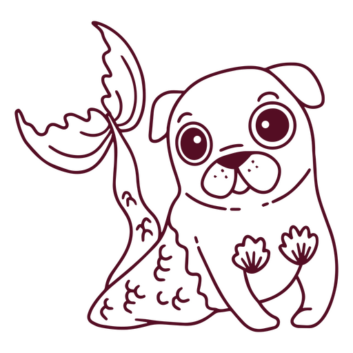 Personagem de sereia pug engraçado Desenho PNG