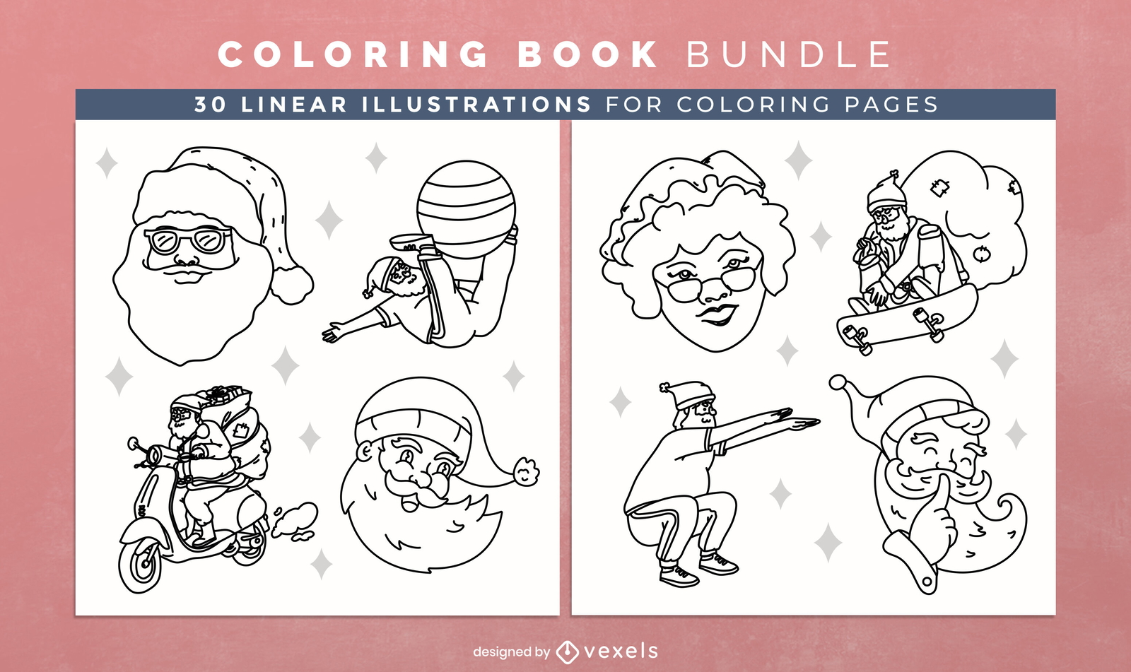 Papá noel para colorear páginas de diseño de libros