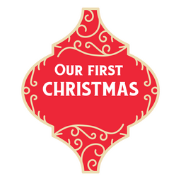 Adornos navideños nuestra primera cita navideña recortada Diseño PNG