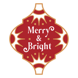 Christmas ornaments merry and bright color stroke PNG Design