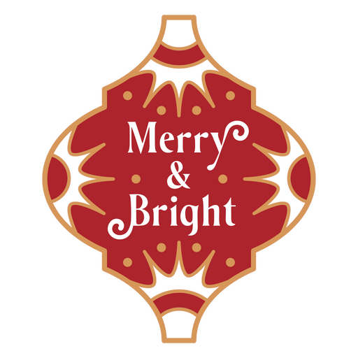 Christmas ornaments merry and bright color stroke PNG Design