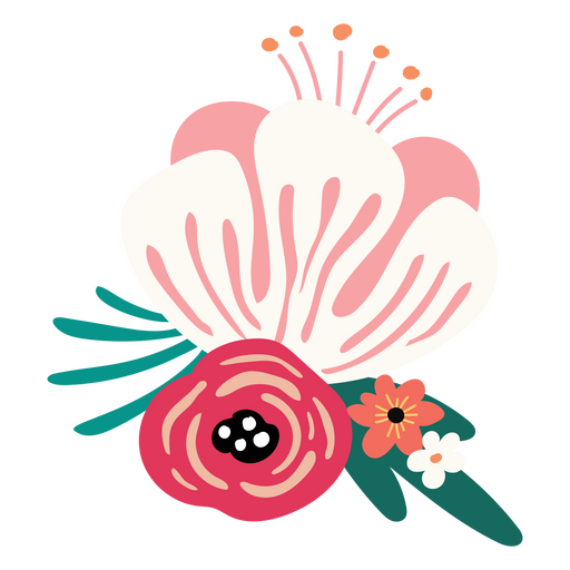 Diseño floral rosa semiplano Diseño PNG