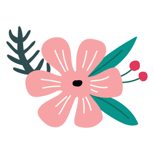 Design semi plano de flor rosa Desenho PNG