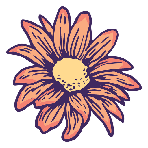 Orange daisy design color stroke PNG Design