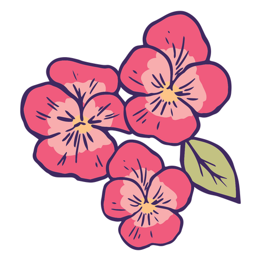 Niedliche rosa Blumen Farbstrich PNG-Design