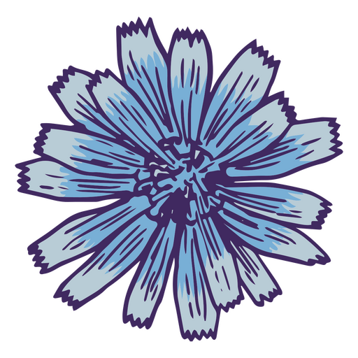 Lindo trazo de color de flor azul claro Diseño PNG