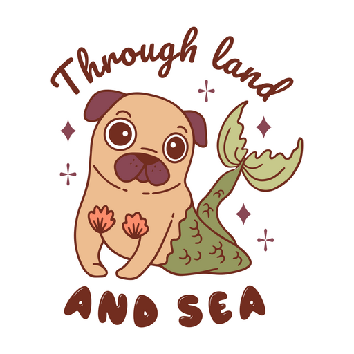 Traço de cor de citação de cão sereia Pug Desenho PNG