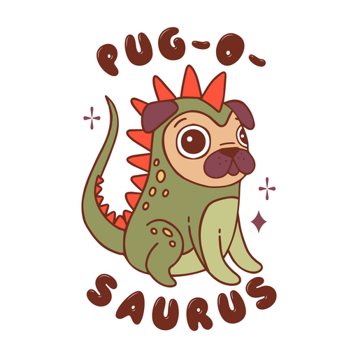 Traço de cor de citação de cão pug-o-sauro Desenho PNG